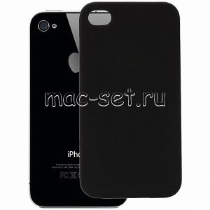 Чехол-накладка силиконовый для Apple iPhone 4 / 4S (черный 1.2мм)