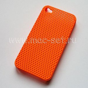 Чехол-накладка пластиковый для Apple iPhone 4 / 4S сетка (оранжевый)
