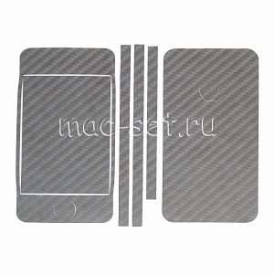 Виниловая наклейка "карбон" для Apple iPhone 4 / 4S [комплект] (черная)