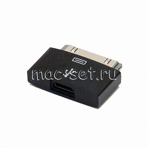 Переходник microUSB - Apple 30 контактный разъем (черный)