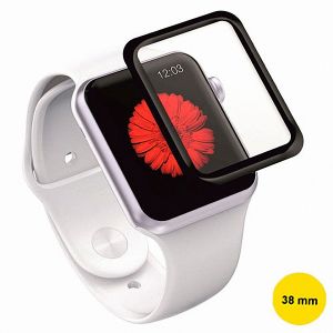 Защитное стекло 3D для Apple Watch 38 мм [изогнутое на весь экран] Red Line (черное)