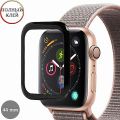 Защитное стекло 3D для Apple Watch 44 мм [изогнутое клеится на весь экран] (черное)