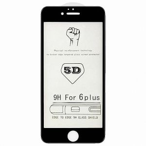 Защитное стекло 3D для Apple iPhone 6 Plus / 6S Plus [изогнутое клеится на весь экран] (черное)
