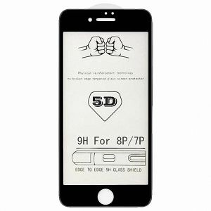 Защитное стекло 3D для Apple iPhone 7 Plus / 8 Plus [изогнутое клеится на весь экран] (черное)