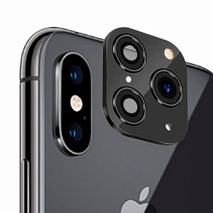 Защитное стекло для камеры Apple iPhone X / XS [дизайн под iPhone 11 Pro] (черное)