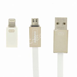 Дата-кабель для Apple Lightning / microUSB 1м [плоский] Remax Shadow RC-026t (белый)
