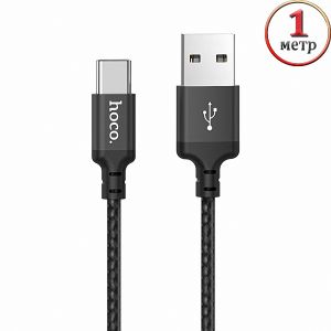 Дата-кабель USB Type-C 1м [плетеный] Hoco X14 Times speed (черный)