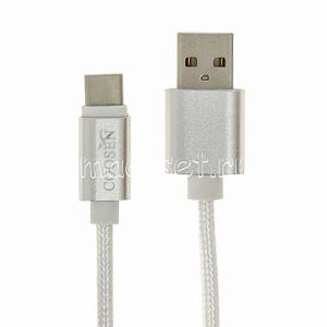 Дата-кабель USB Type-C [плетеный] Coosen (белый 1.5м)