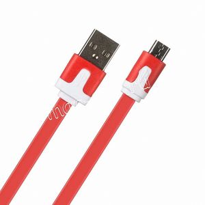 Дата-кабель microUSB 1м [плоский] Red Line Lite (красный)