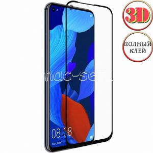 Защитное стекло 3D для Huawei Nova 5T [изогнутое клеится на весь экран] (черное)