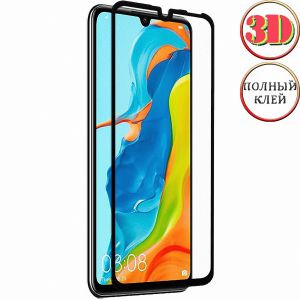 Защитное стекло 3D для Huawei P30 Lite [изогнутое клеится на весь экран] Red Line (черное)
