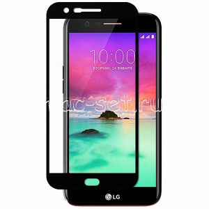 Защитное стекло для LG K10 (2017) M250 [на весь экран] (черное)