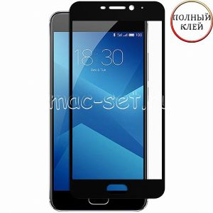 Защитное стекло для Meizu M5 Note [клеится на весь экран] (черное)
