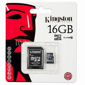 Карта памяти microSDHC 16GB Class 10 Kingston + SD adapter