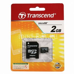 Карта памяти microSD 2GB Transcend + SD adapter