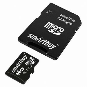 Карта памяти microSDXC SmartBuy SB64GBSDCL10-01 + SD Adapter (64Gb)