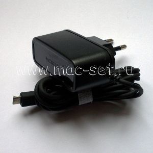 Сетевое зарядное устройство для Nokia microUSB 1200mA (черное)