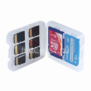 Чехол-кейс пластиковый для карт памяти microSD / SD / MMC / MS