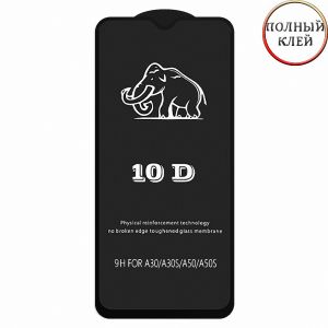 Защитное стекло для Samsung Galaxy A30s A307 [клеится на весь экран] 10D (черное)