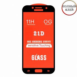 Защитное стекло для Samsung Galaxy A3 (2017) A320 [клеится на весь экран] 21D (черное)