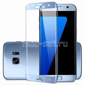 Защитное стекло 3D для Samsung Galaxy S7 edge G935 [изогнутое на весь экран] (синее)