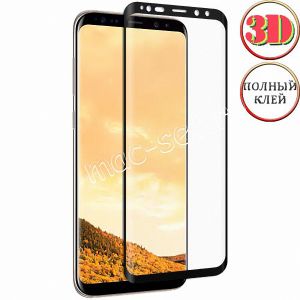Защитное стекло 3D для Samsung Galaxy S8+ G955 [изогнутое клеится на весь экран] (черное)