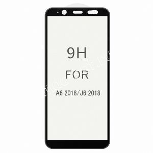Защитное стекло 3D для Samsung Galaxy J6 (2018) J600 [изогнутое клеится на весь экран] (черное)