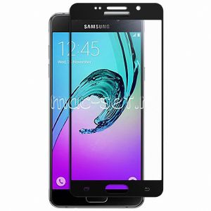 Защитное стекло для Samsung Galaxy A3 (2016) A310 [на весь экран] (черное)