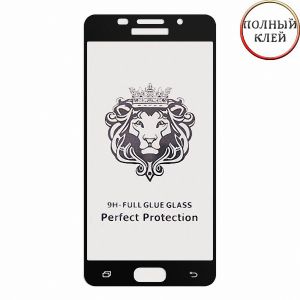 Защитное стекло для Samsung Galaxy A3 (2016) A310 [клеится на весь экран] Premium (черное)