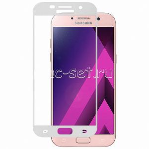 Защитное стекло для Samsung Galaxy A5 (2017) A520 [на весь экран] (белое)