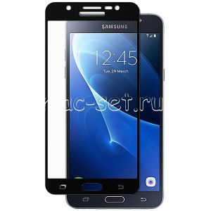 Защитное стекло для Samsung Galaxy J7 (2016) J710 [на весь экран] (черное)