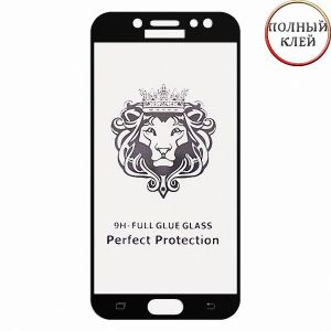 Защитное стекло для Samsung Galaxy J7 (2017) J730 [клеится на весь экран] Premium (черное)