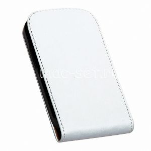 Чехол вертикальный флип кожаный для Samsung Galaxy S3 mini I8190 (белый)