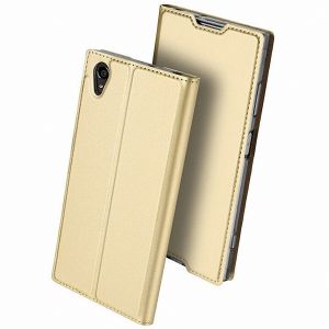Чехол-книжка кожаный для Sony Xperia XA1 Plus / Dual (золотистый) Brosco