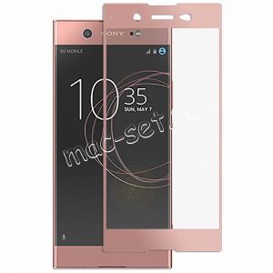 Защитное стекло для Sony Xperia XA1 Ultra / Dual [на весь экран] Red Line (розовое)