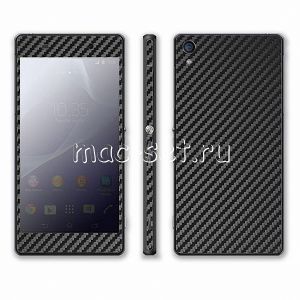 Виниловая наклейка "карбон" для Sony Xperia Z3 / Z3 Dual [комплект] (черная)