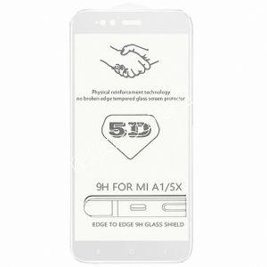 Защитное стекло 3D для Xiaomi Mi A1 / Mi5x [изогнутое клеится на весь экран] (белое)