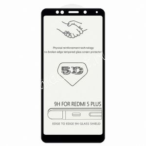 Защитное стекло 3D для Xiaomi Redmi 5 Plus [изогнутое клеится на весь экран] (черное)