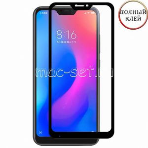 Защитное стекло для Xiaomi Mi A2 Lite [клеится на весь экран] (черное)