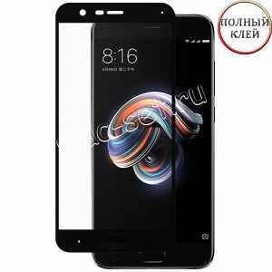 Защитное стекло для Xiaomi Mi Note 3 [клеится на весь экран] (черное)