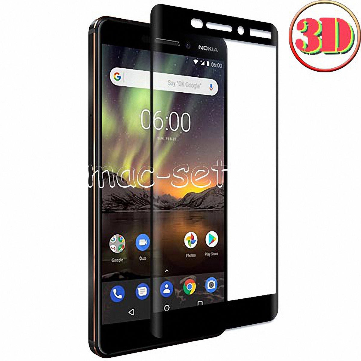 3D защитное стекло на Nokia 6.1 (2018) изогнутое черное цена