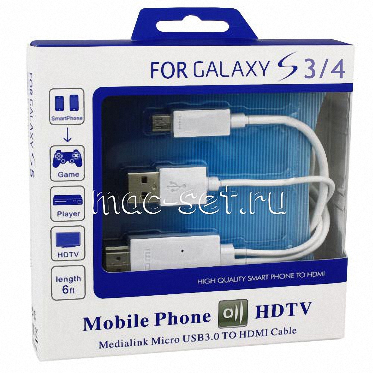 Кабель MHL HDMI для Samsung S3/S4/Note 2 microUSB 11pin подключения к  телевизору