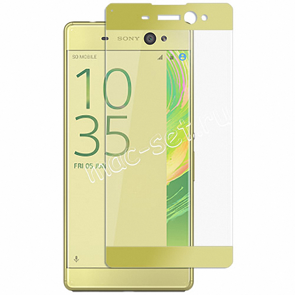 Защитное стекло на Sony Xperia XA Ultra Dual полноразмерное с золотой  рамкой цена