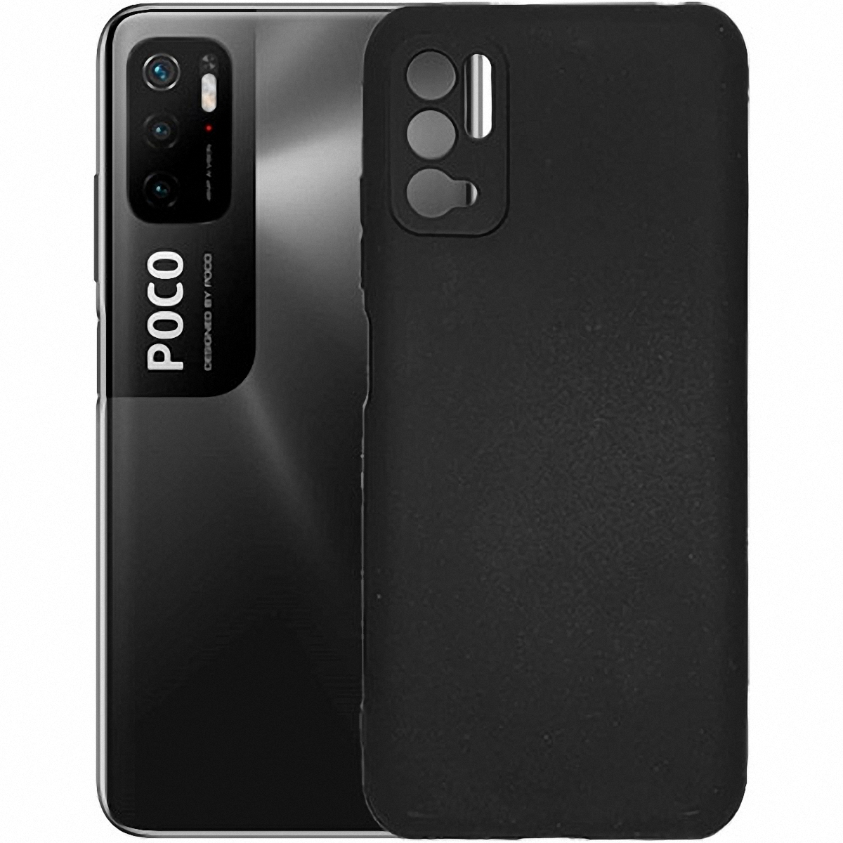 Черный силиконовый чехол для POCO M3 Pro 5G с матовым soft-touch покрытием  цена