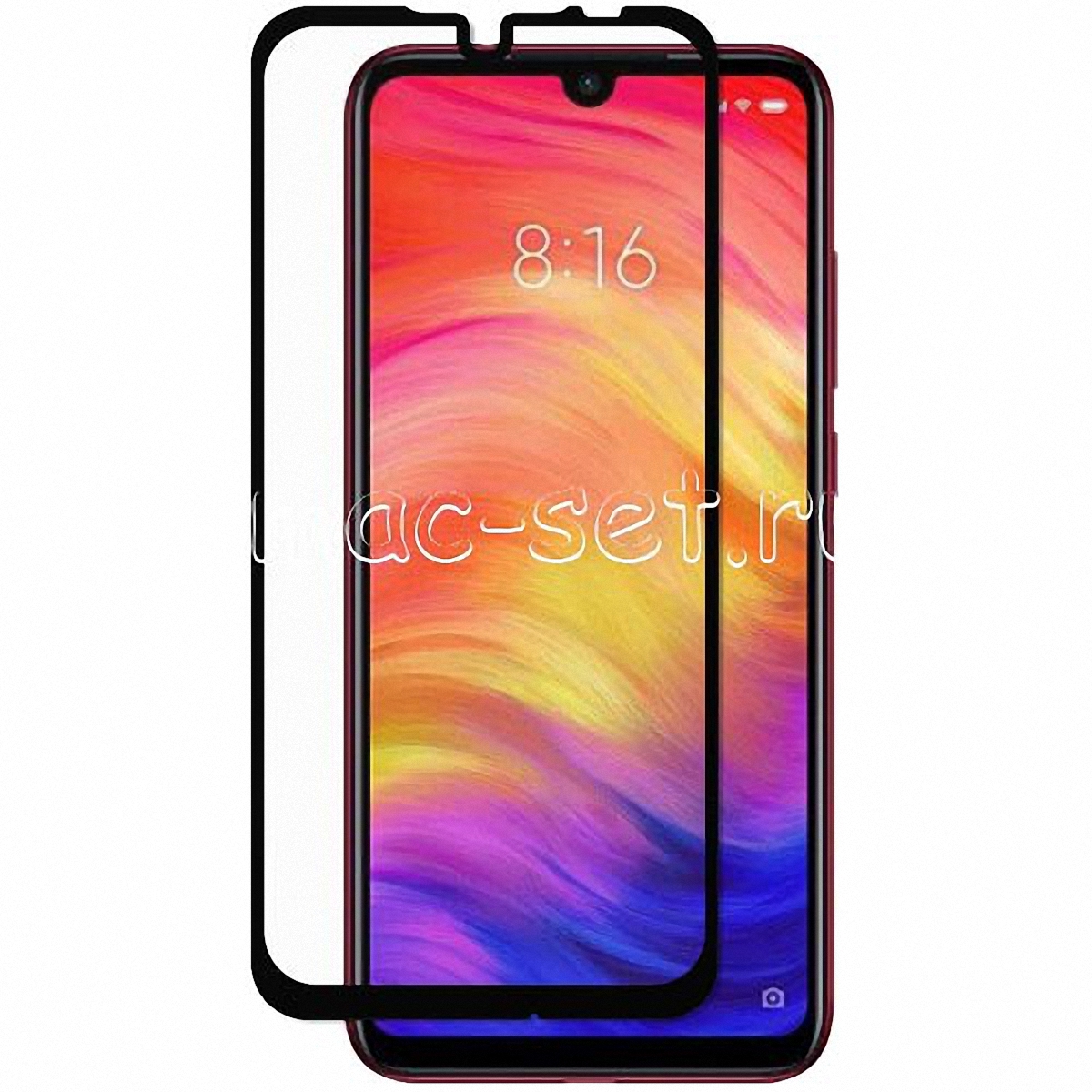 Защитное стекло на Redmi Note 7 с черной рамкой заказать